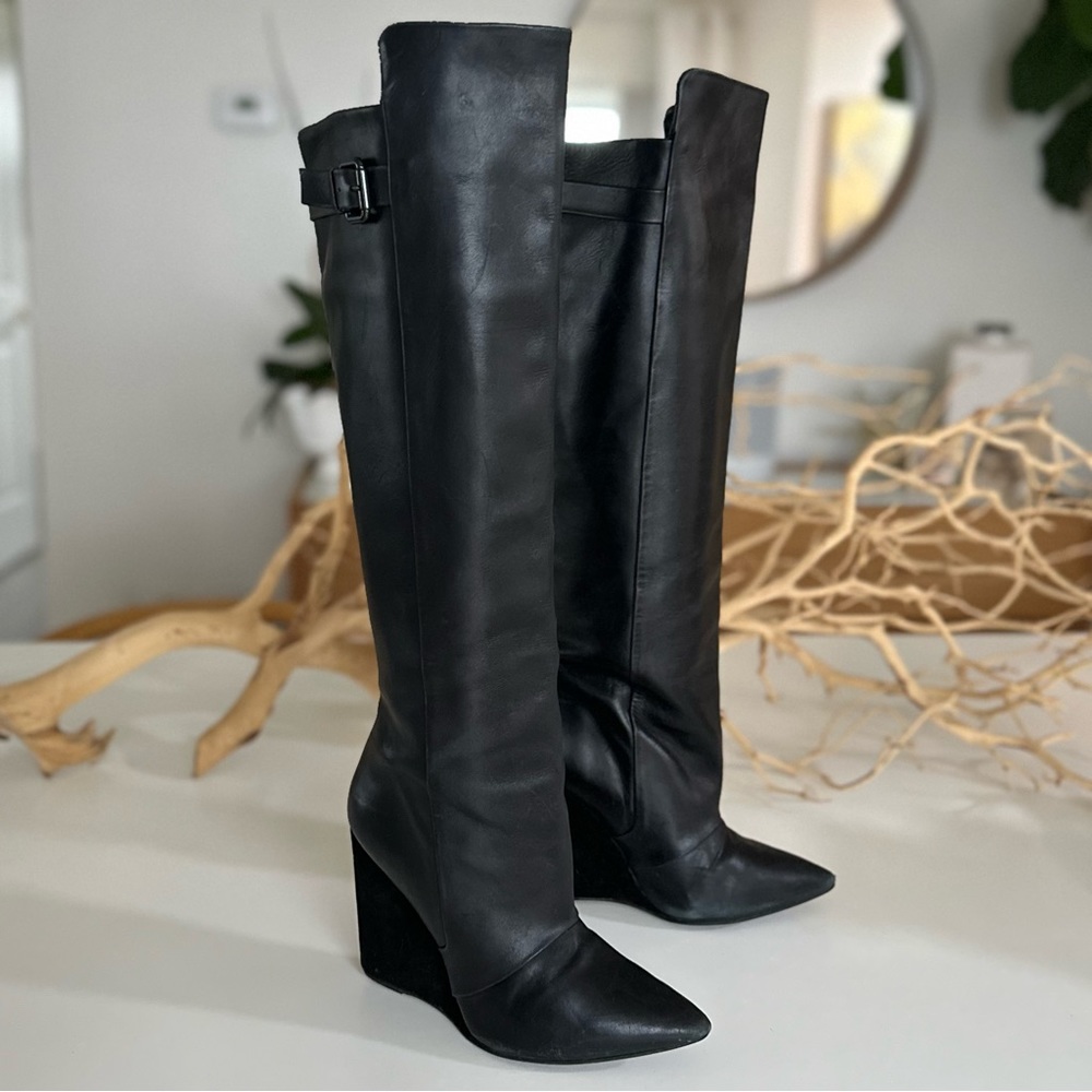 Zara over the knee leather boots